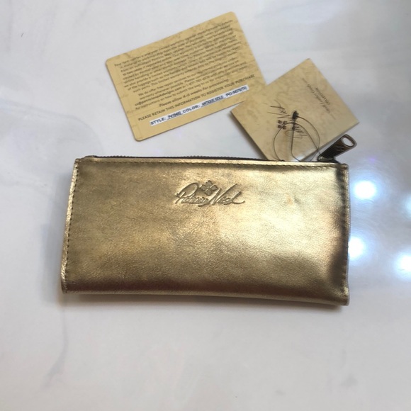 Patricia Nash Nazari Distressed Metallic Bifold Leather Wallet Antique Gold NWT - Picture 9 of 16